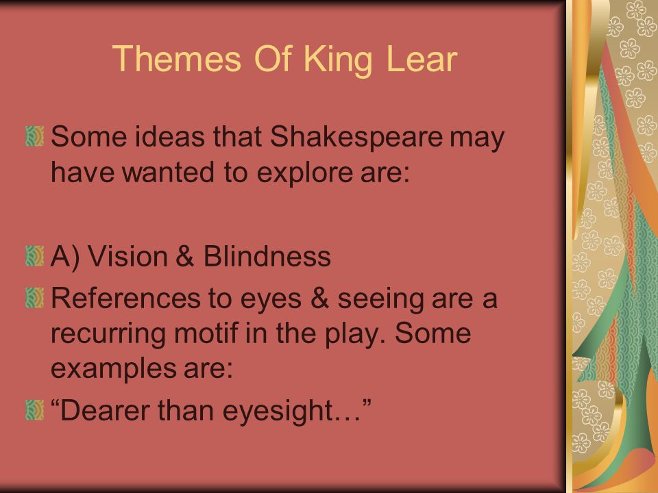 An analysis of the issue of sight in william shakespeares king lear